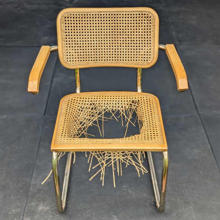 Cane chair before repair