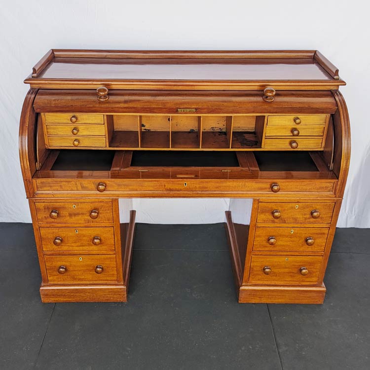 Mahogany rolltop desk after restoration