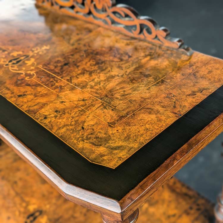 Walnut burl cabinet after restoration